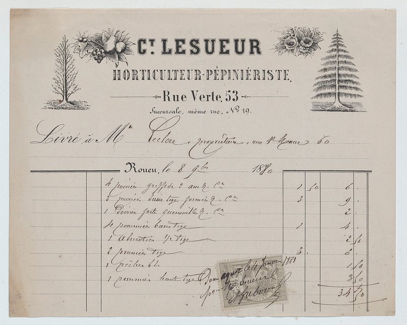 Messy handwritten 19th-century French invoice