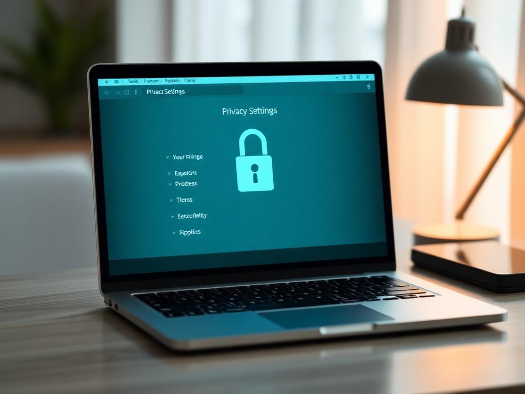 A laptop showing account privacy settings